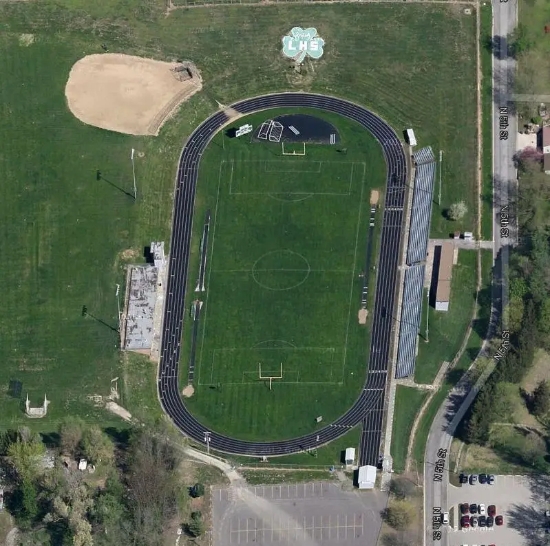 Lafayette High School football stadium aerial view