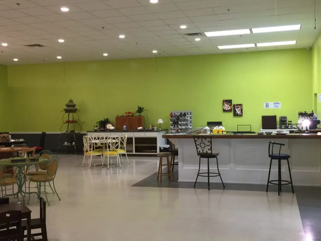 checkout counter and seating