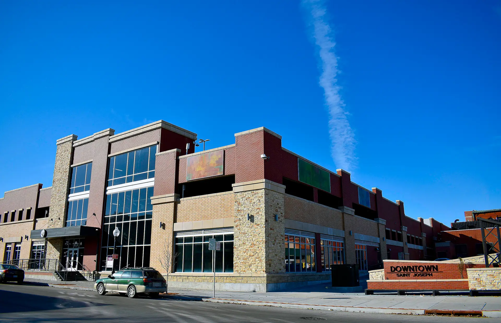 CC Parking Garage with Downtown Saint Joseph sign