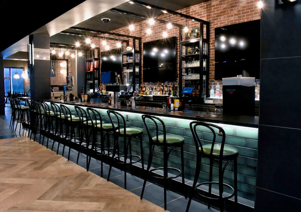 Fireside Sports Bar and Grill bar with barstools and lighting