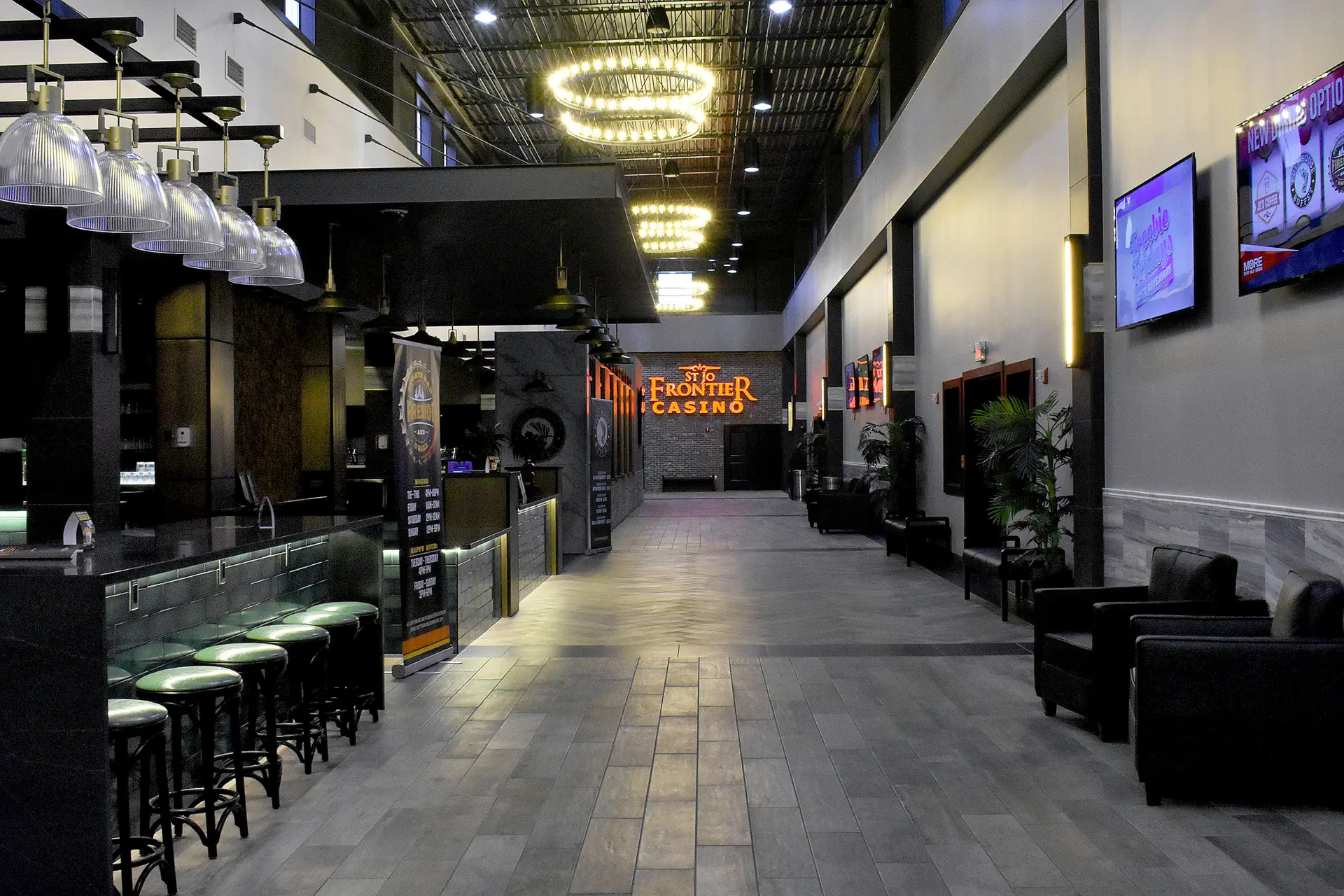 St Jo Frontier Casino hallway with sports bar